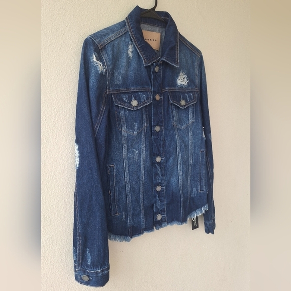 Blank NYC Dark Blue Denim Long Sleeve Distressed Women's Jacket Size S NWT - Picture 7 of 11